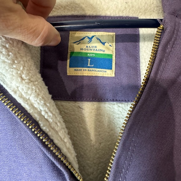 Sherpa Purple Lined Hooded Jacket Kids L Zip Up Barn Winter Coat Blue Mountain - Picture 5 of 16